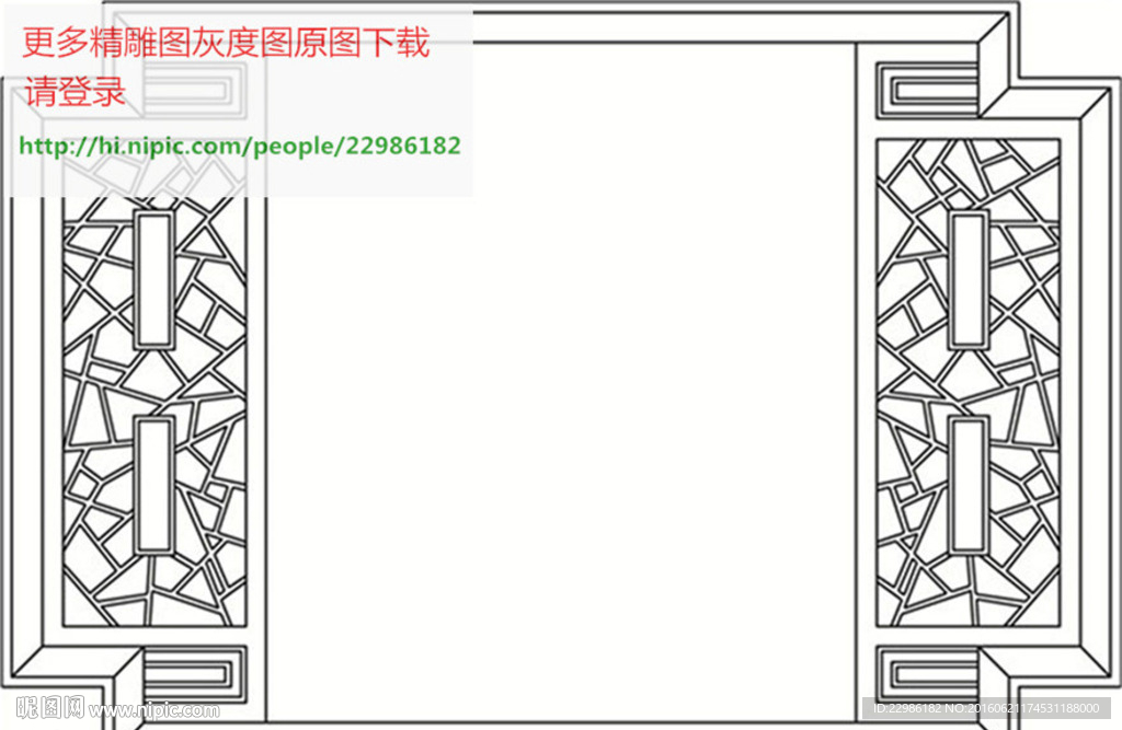 花格屏风镂空通花窗格矢量线条