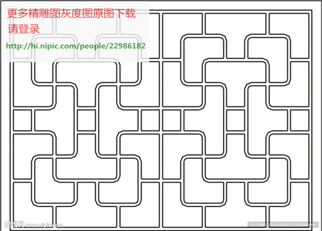 花格镂空通花窗格矢量线条图