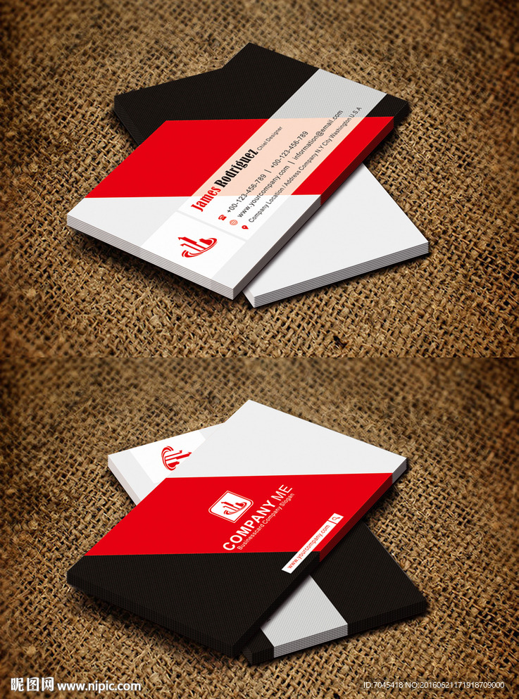 时尚红色名片设计图片