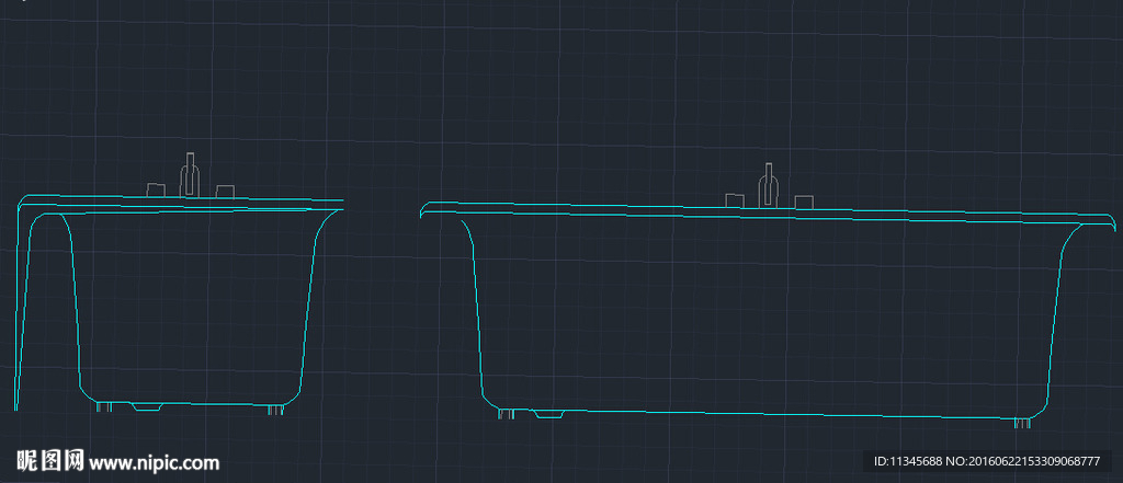 浴缸cad线条图