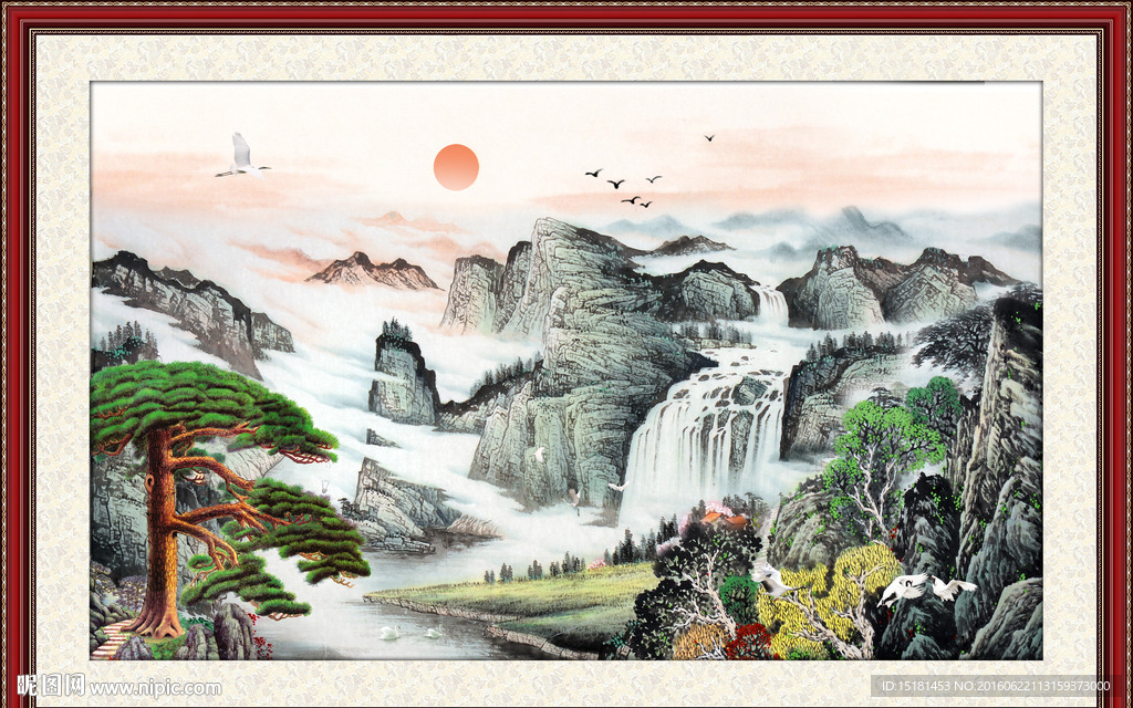 迎客松国画