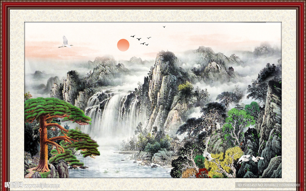 迎客松国画