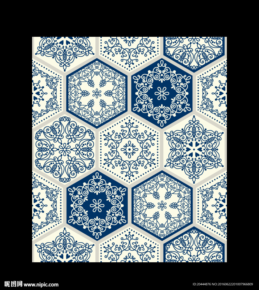 六菱砖 花砖 青花瓷