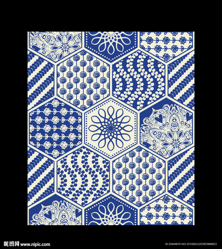 六菱砖 花砖 青花瓷