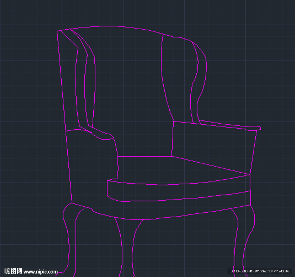 沙发 CAD 线条图
