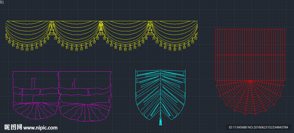 会所窗帘 cad