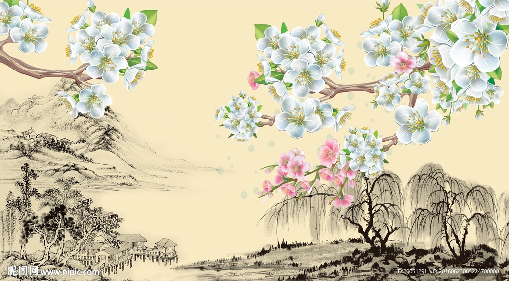 3d花鸟背景墙