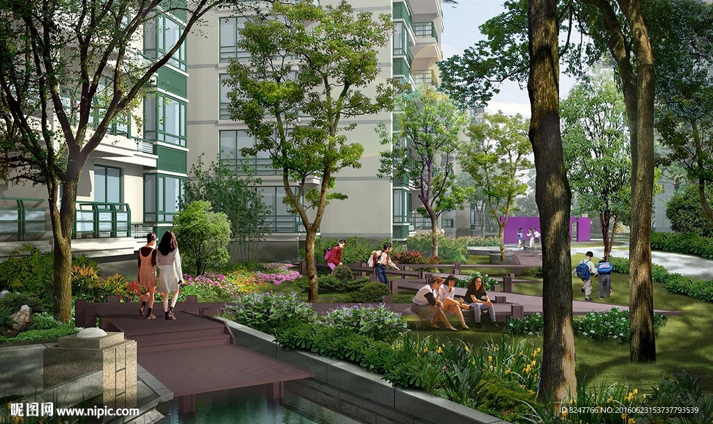住宅区休息一角景观效果图