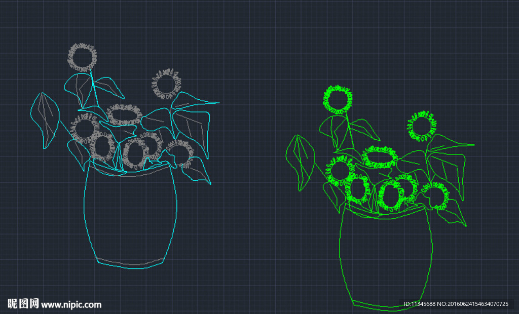盆栽植物 cad