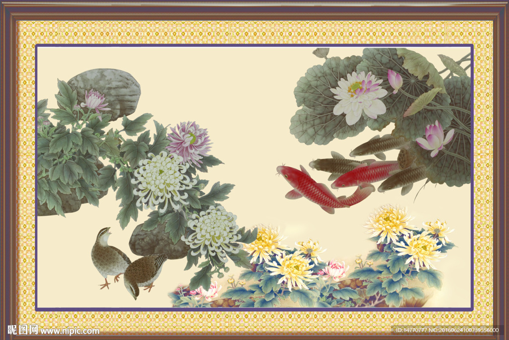 荷花国画