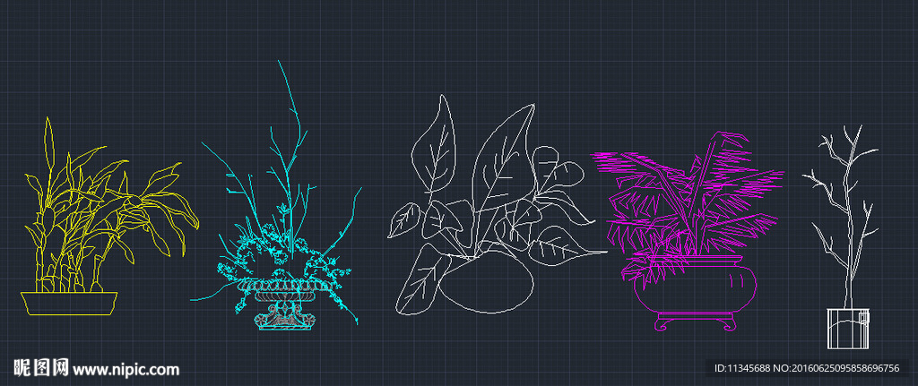 盆栽 植物 cad