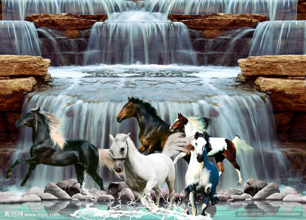 3d背景墙 八骏图