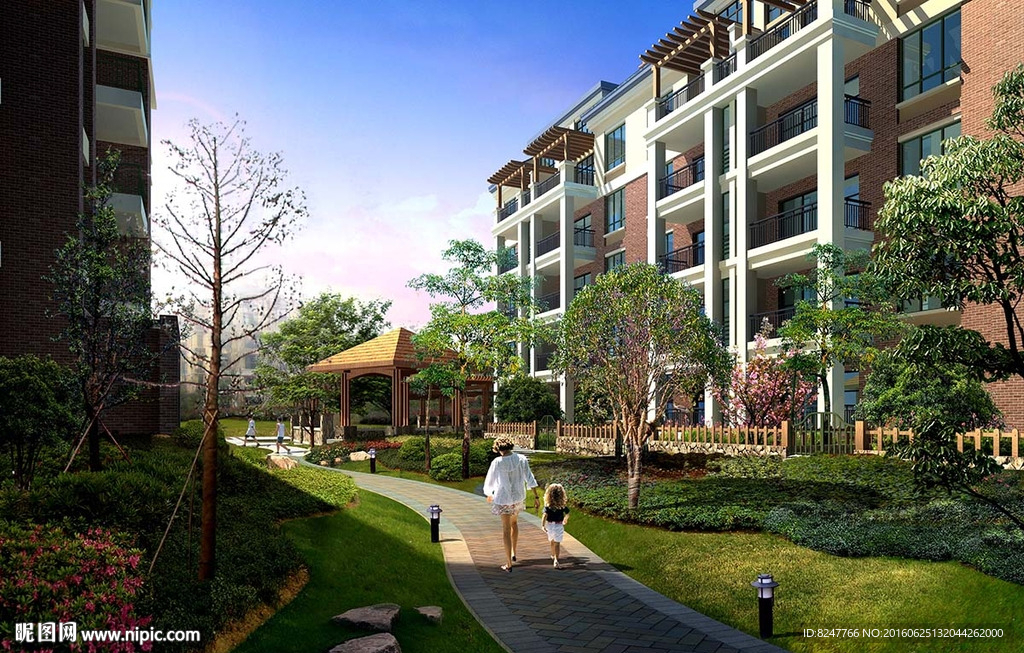 小区内廷小路景观效果图