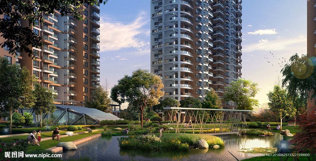 住宅区内廷休闲地景观效果图