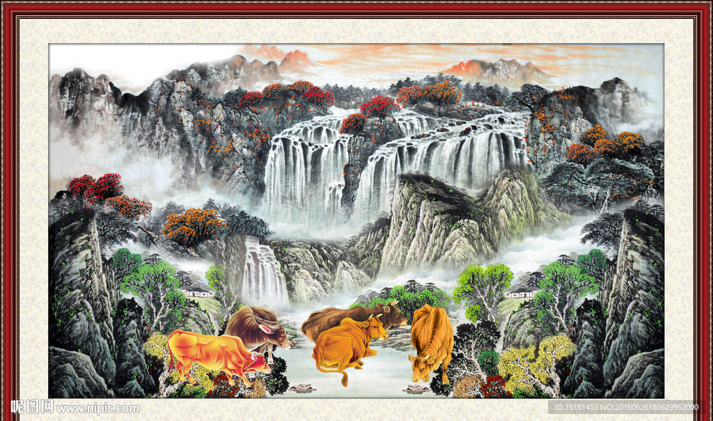 国画五牛图