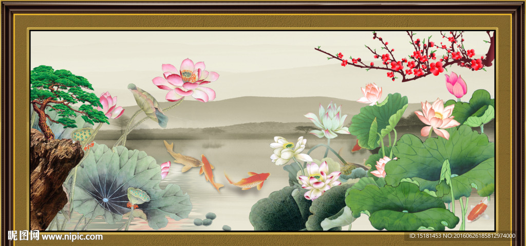 荷花国画