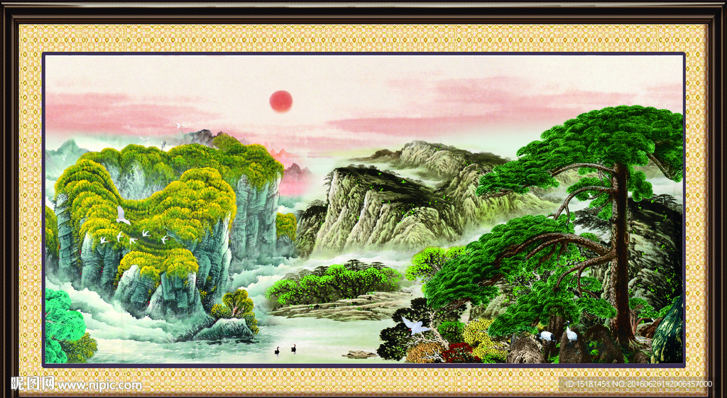 迎客松国画