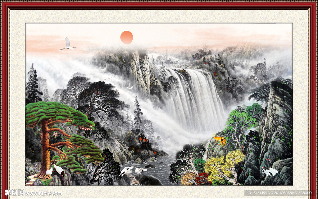 国画山水 迎客松