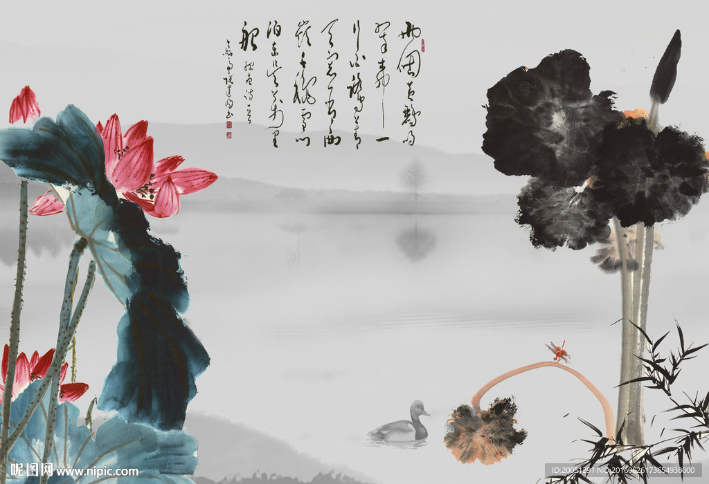 国画荷花