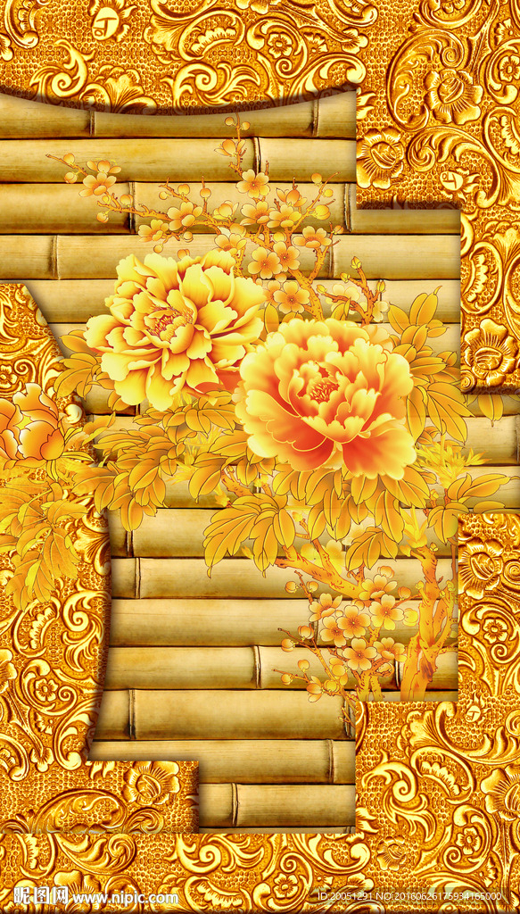 金色牡丹玄关