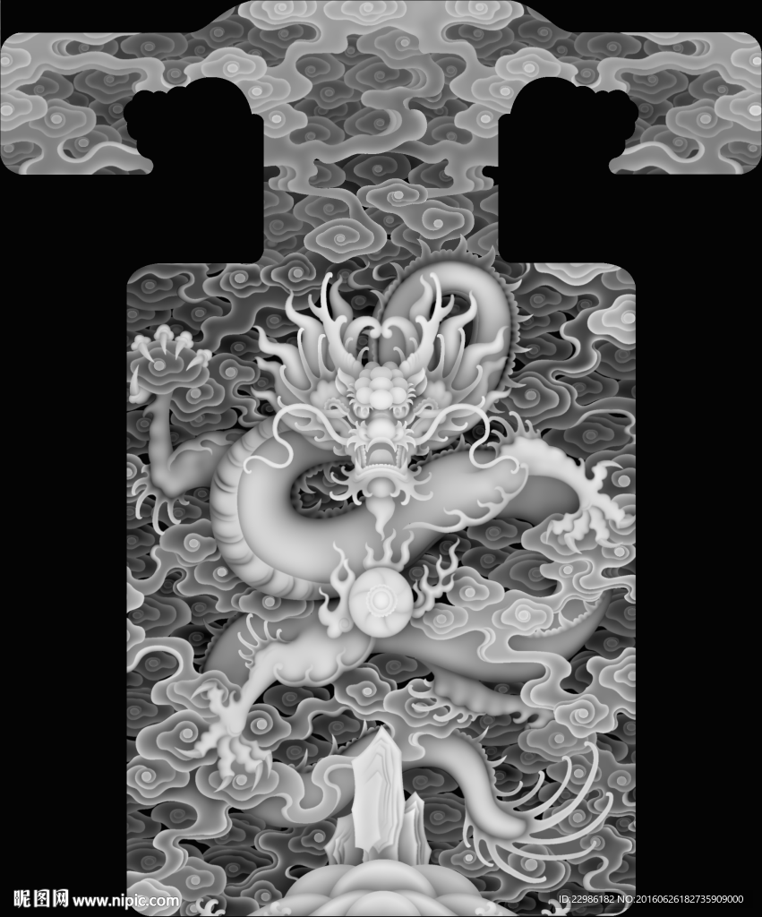 龙椅龙沙发浮雕灰度图