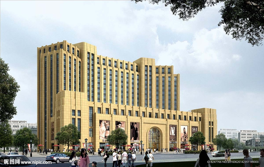现代商业广场购物中心建筑效果图