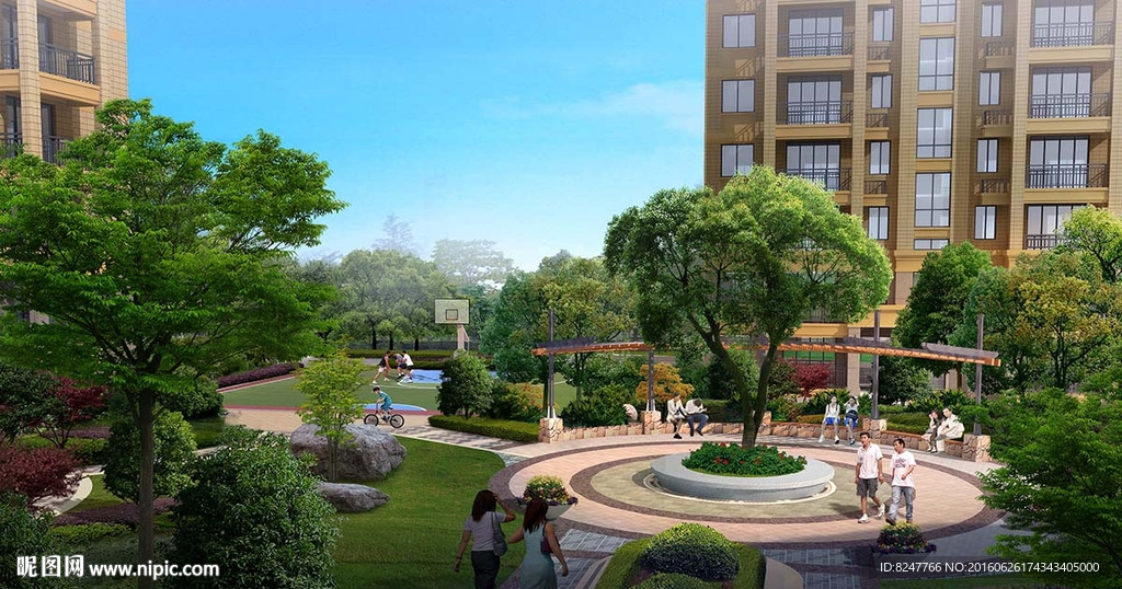 半鸟瞰内廷景观效果图