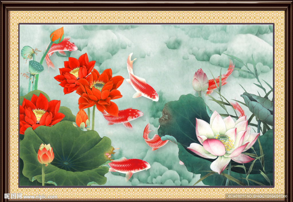 荷花鲤鱼图