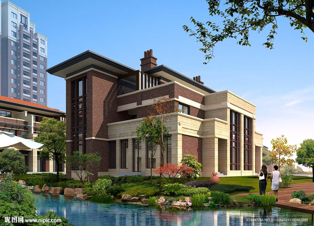 单栋别墅建筑效果图