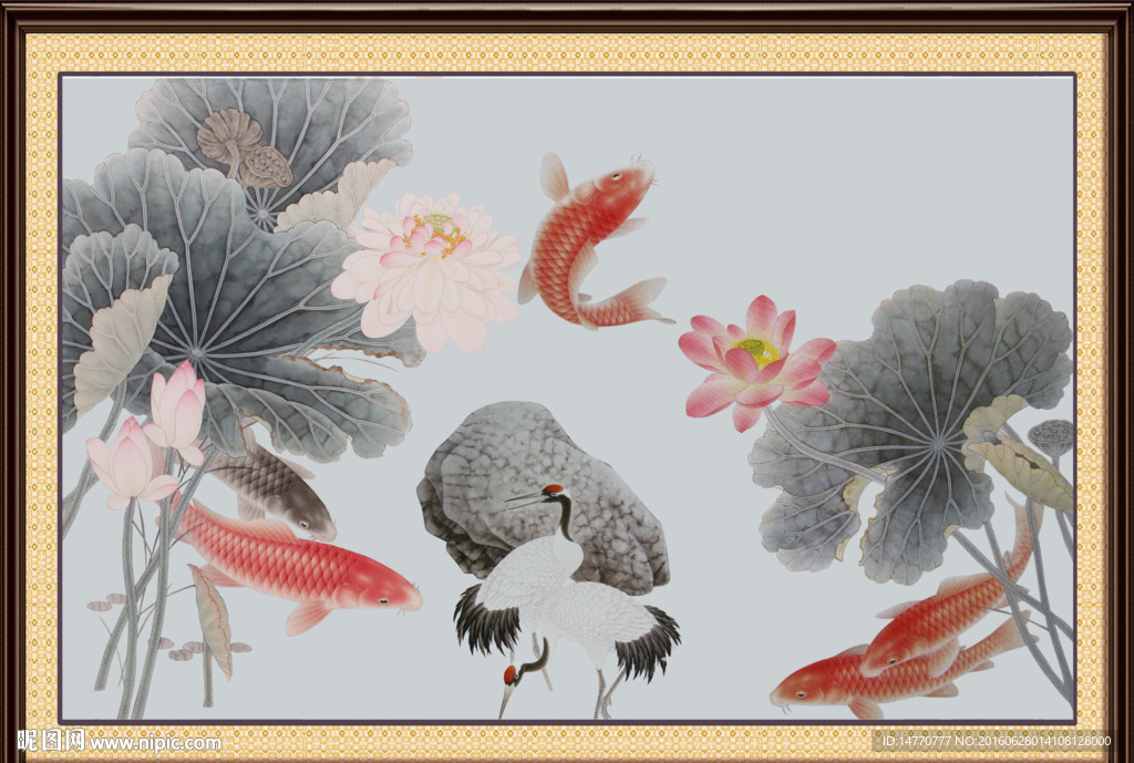 荷花鲤鱼图