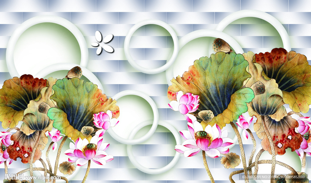 3d背景墙荷花