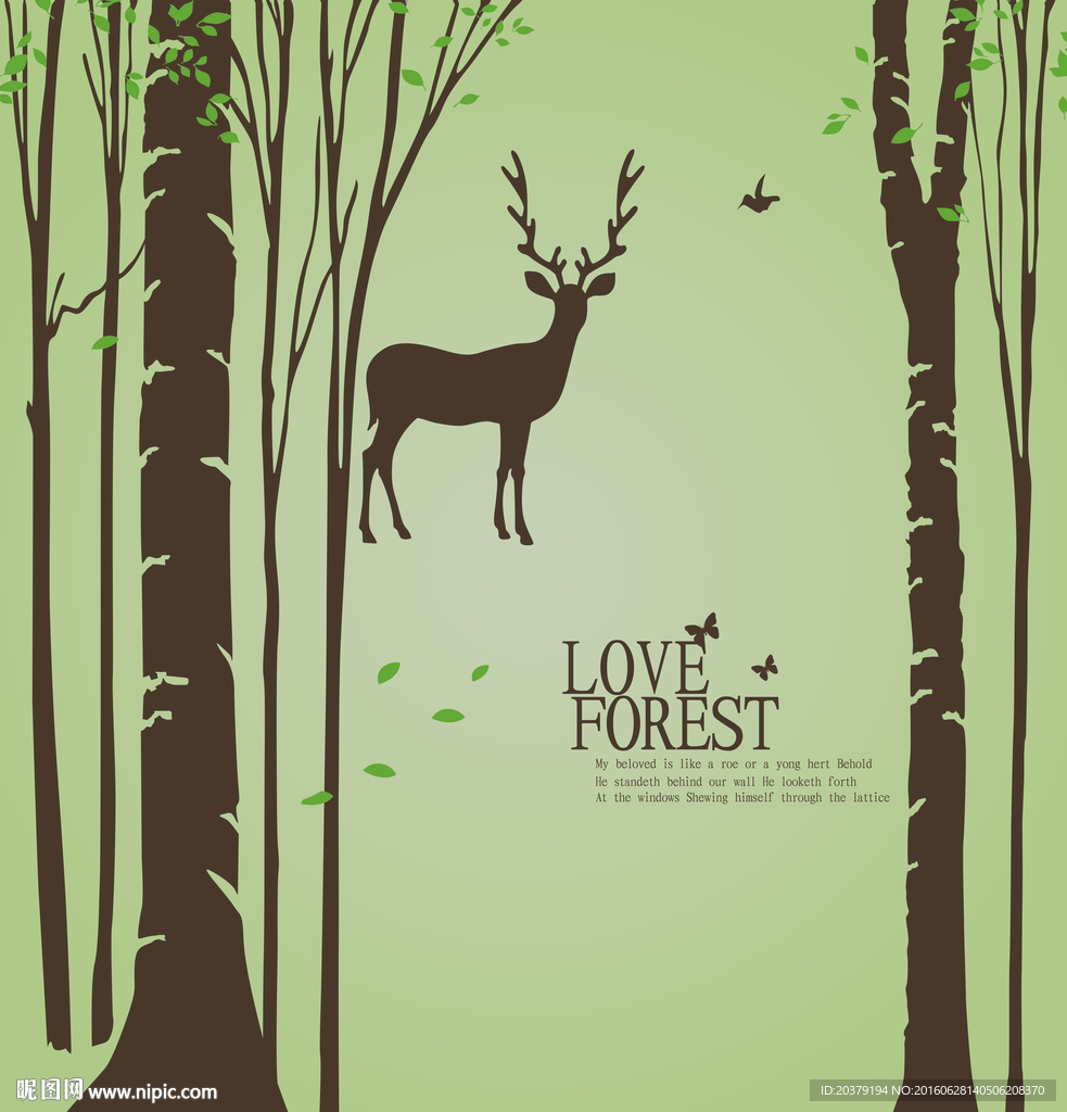 麋鹿森林矢量树林