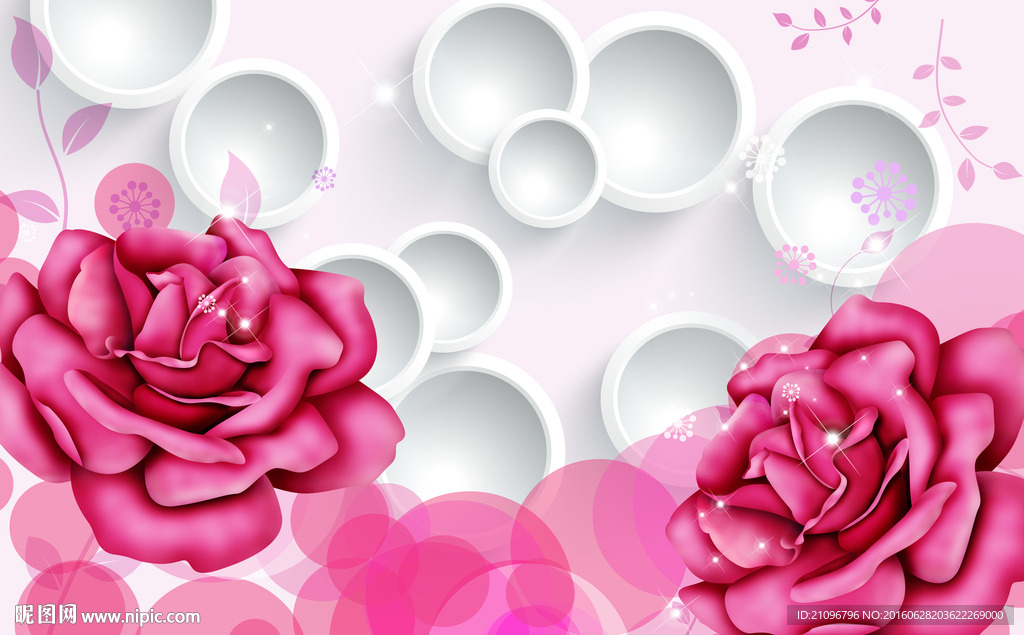 3d梦幻花朵背景墙