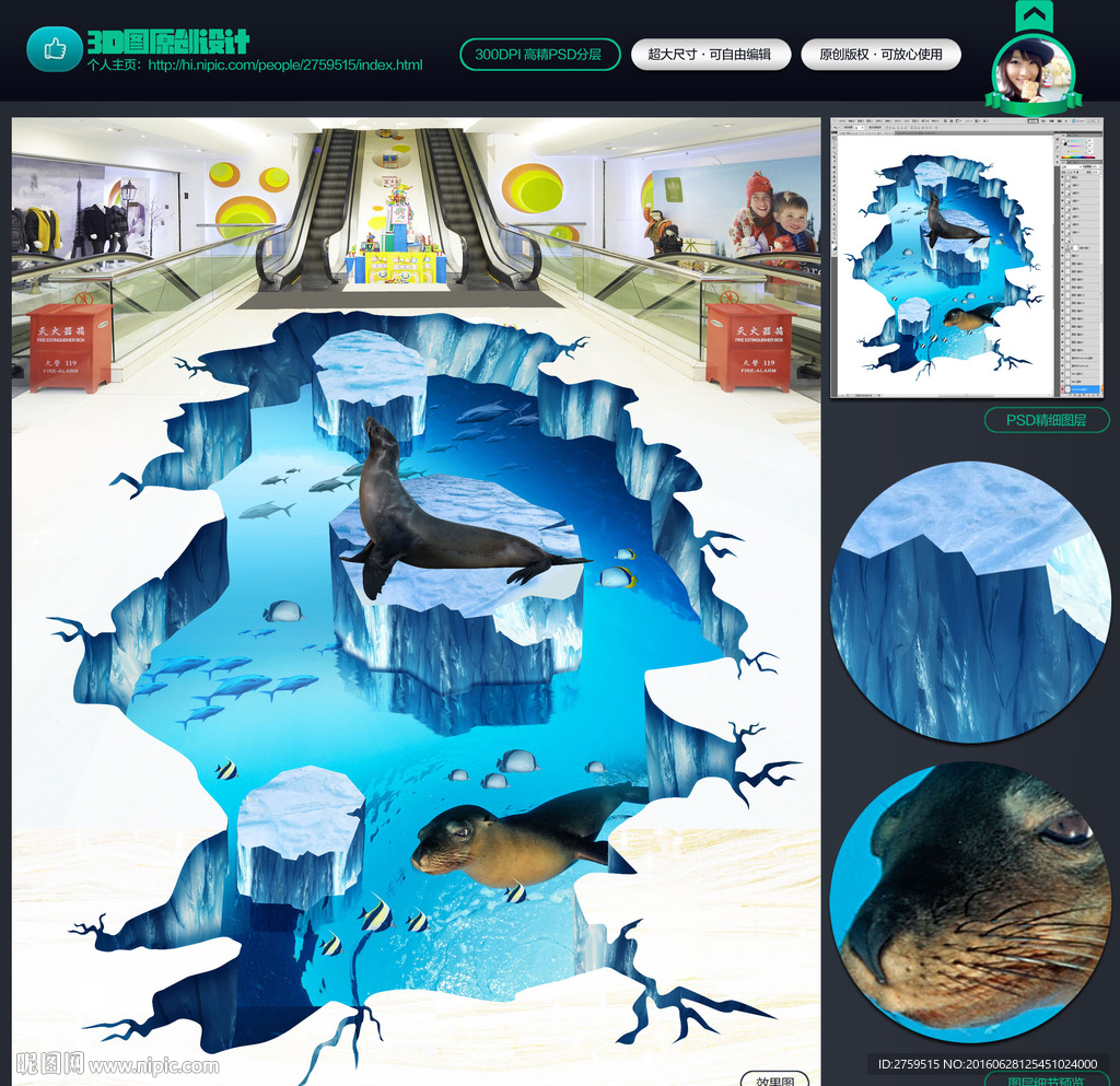 冰川 3d地画 海狮