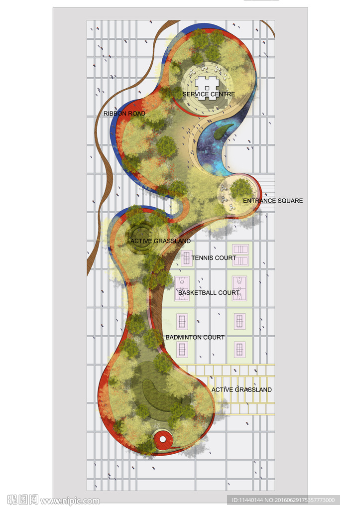 国外风格广场彩平psd