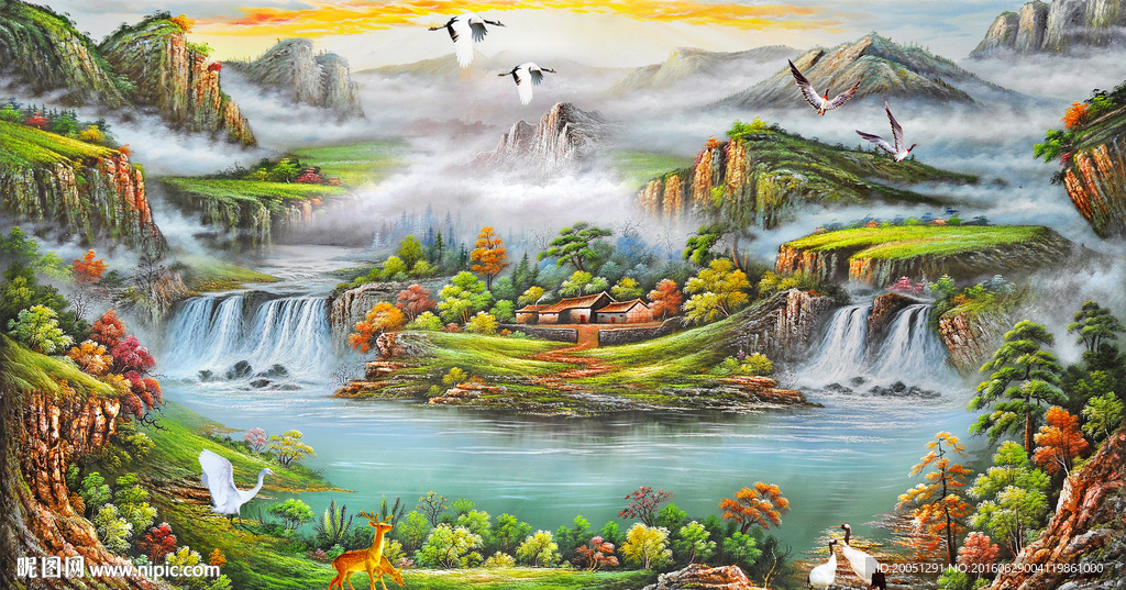 大型油画背景墙