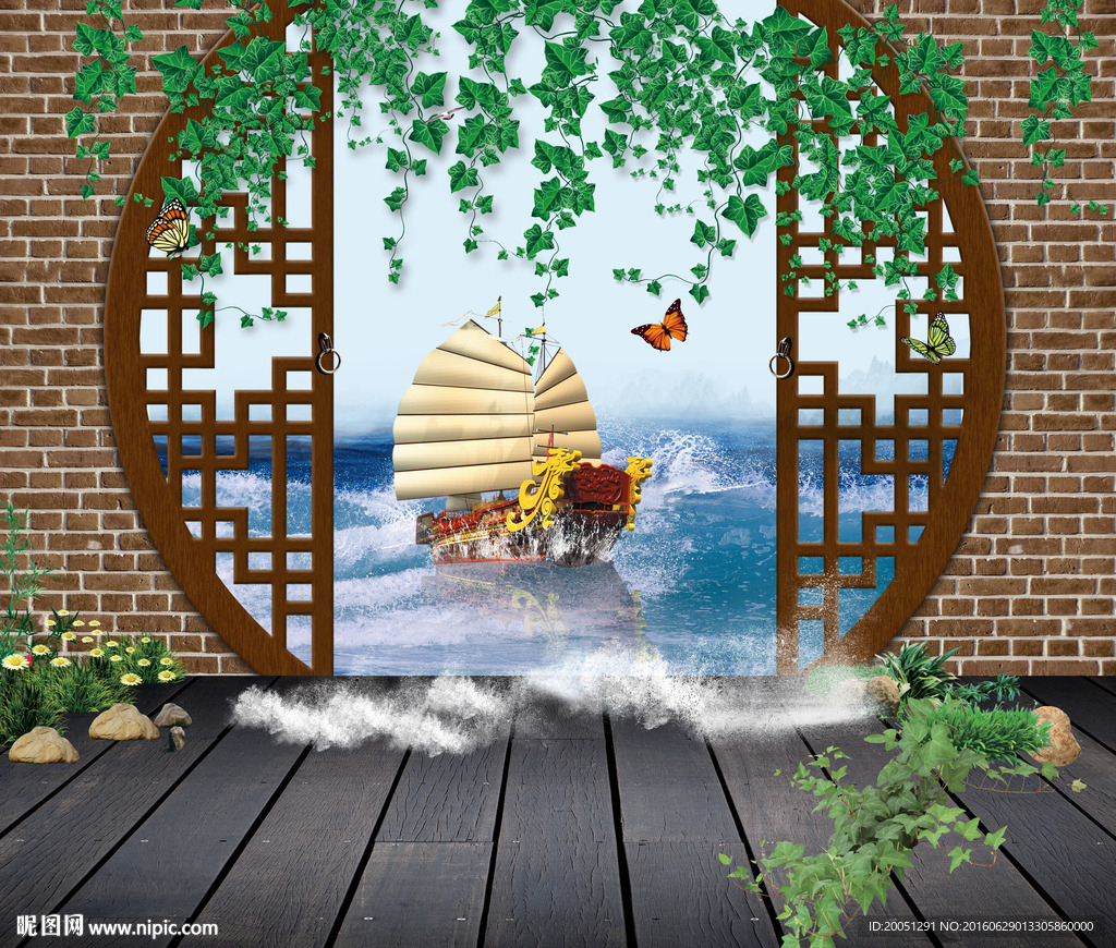 3d背景墙 一帆风顺