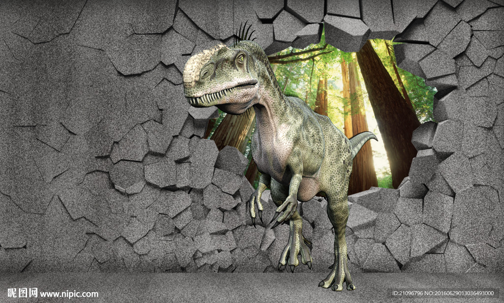 3d背景墙原始恐龙