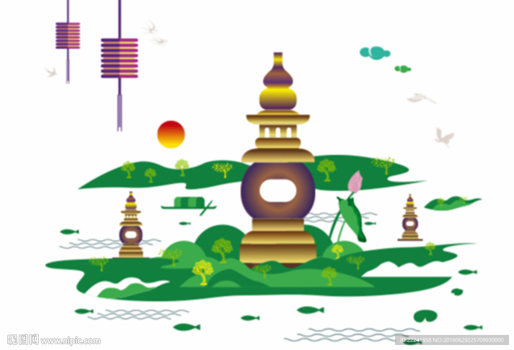西湖美景三潭印月