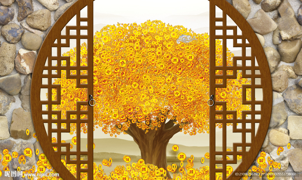 发财树背景墙