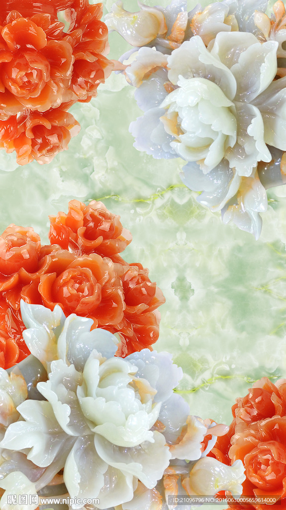 玉雕花朵背景墙