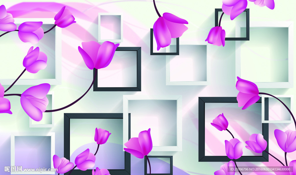 3d背景墙梦幻花朵