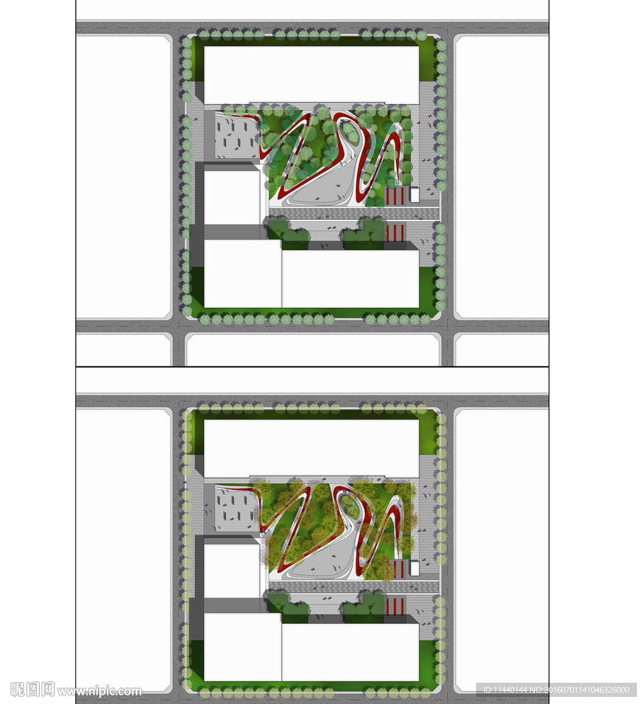 国外风格广场彩色平面psd
