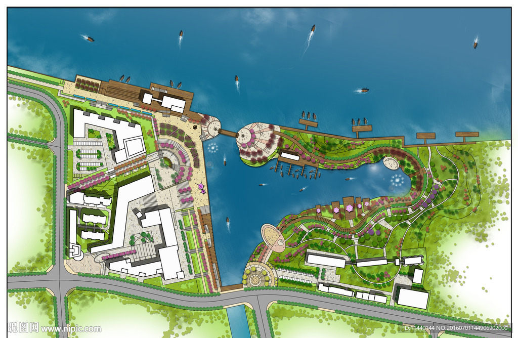 滨水区景观设计彩 psd