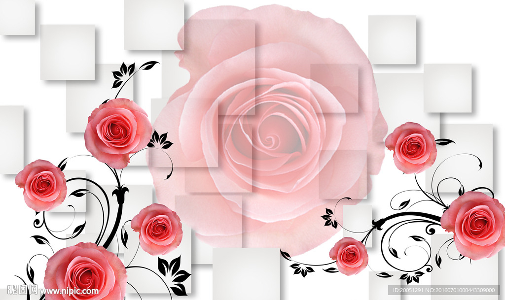 时尚玫瑰背景墙