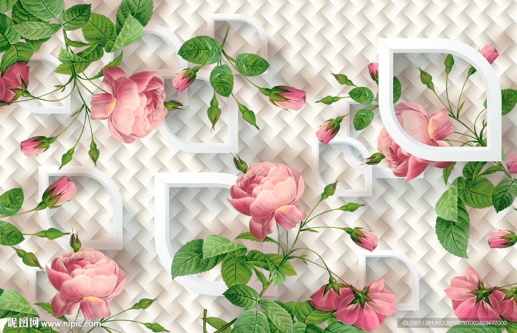 3d背景墙时尚花朵