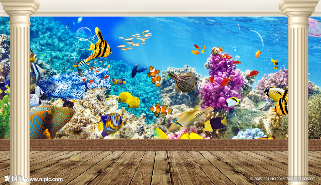3d海底背景墙