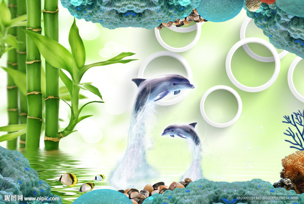 3d海豚背景墙
