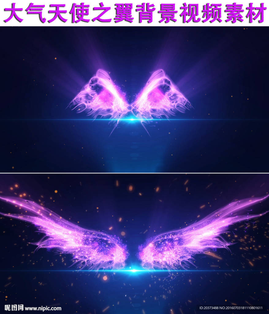 紫色天使之翼背景视频素材