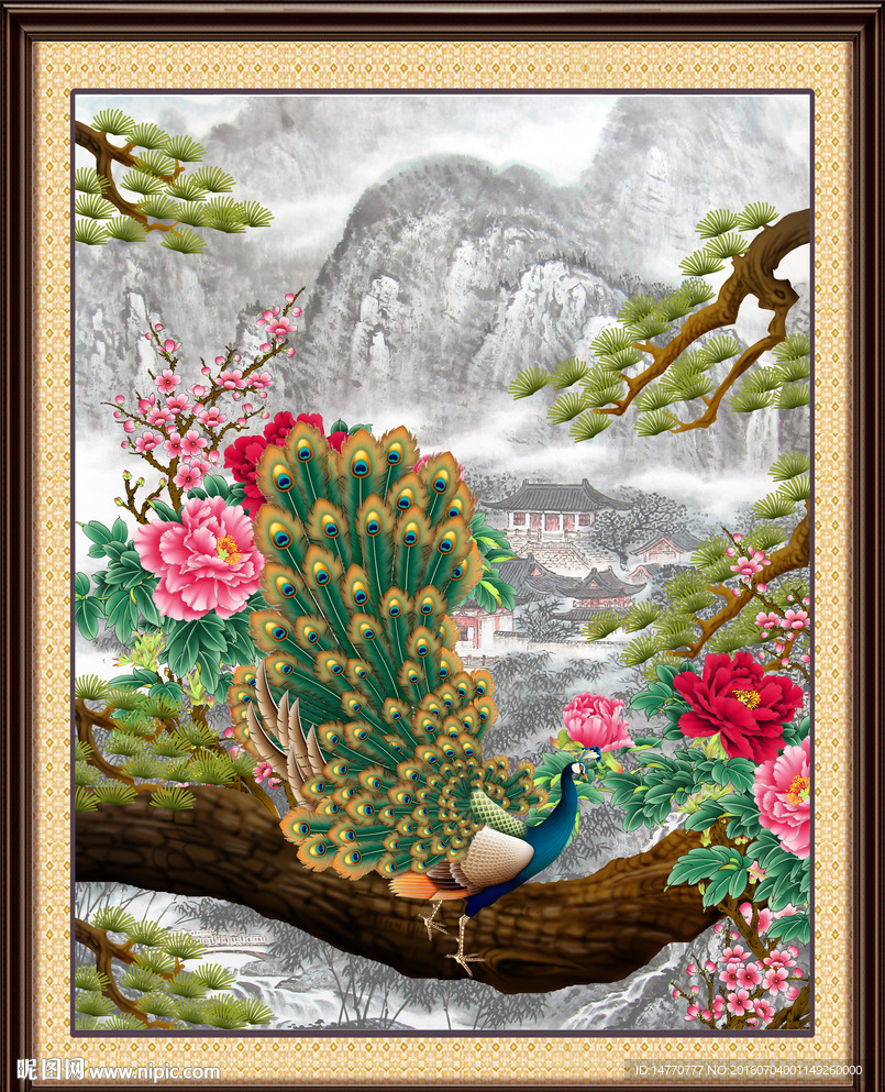 花鸟孔雀图
